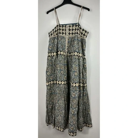 Natural Life Boho Floral Tiered Cotton Maxi Dress Button Front Midi Womens XL - Picture 14 of 14